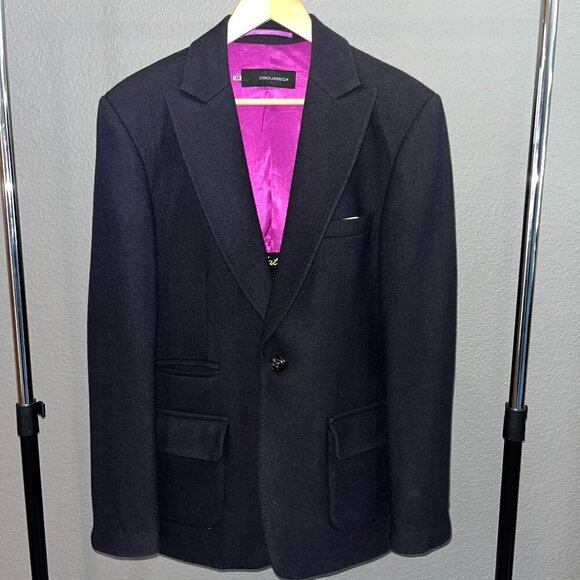DSQUARED2Handcrafted Satoriale Style Wool Blazer Embroidered Lining- IT52=US42